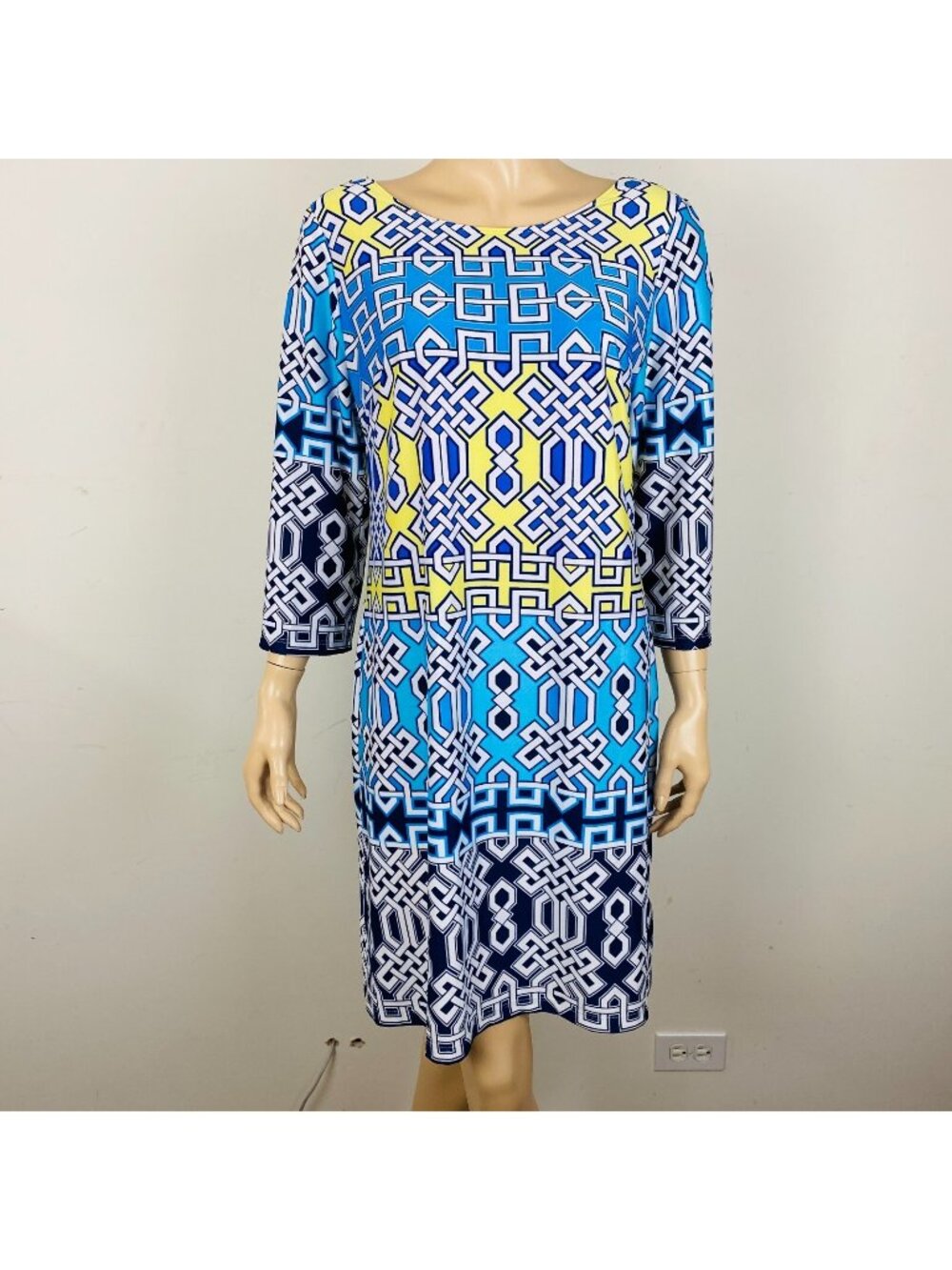AGB Tribal Geometric Bohemian Colorful Women's Large L Knee Length Shift Dress